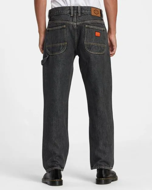 Rvca Americana Chainmail Relaxed Fit Jeans Grey Rinse Men Denim