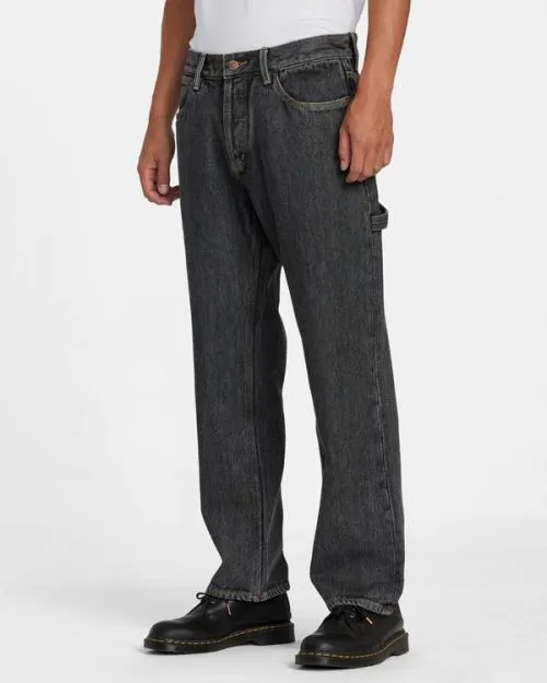 Rvca Americana Chainmail Relaxed Fit Jeans Grey Rinse Men Denim