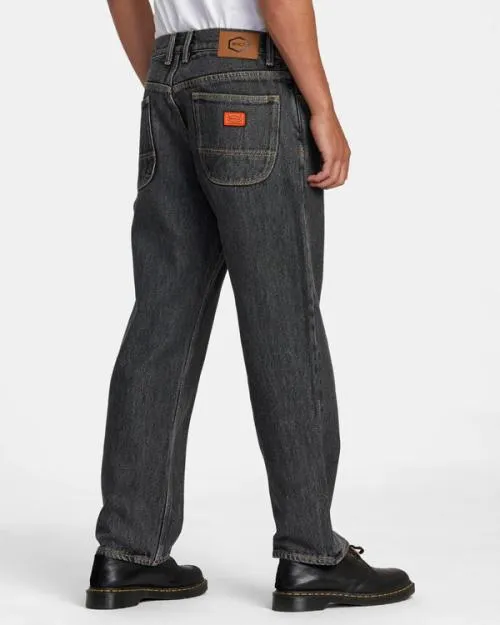 Rvca Americana Chainmail Relaxed Fit Jeans Grey Rinse Men Denim