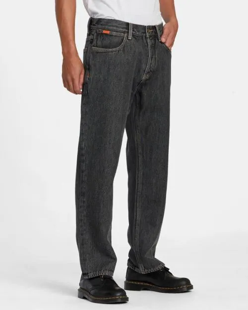 Rvca Americana Chainmail Relaxed Fit Jeans Grey Rinse Men Denim