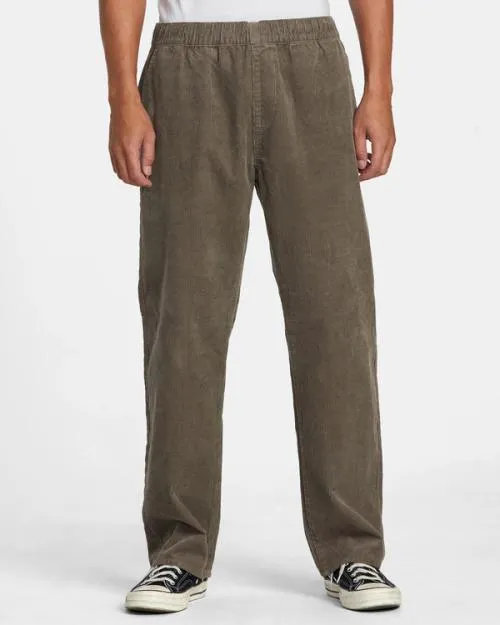 Rvca Americana Elastic Waist Cord Pants Mushroom Men Pants