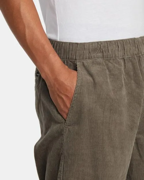 Rvca Americana Elastic Waist Cord Pants Mushroom Men Pants