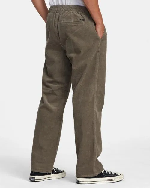 Rvca Americana Elastic Waist Cord Pants Mushroom Men Pants