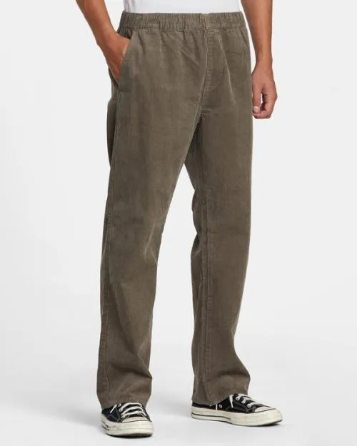 Rvca Americana Elastic Waist Cord Pants Mushroom Men Pants