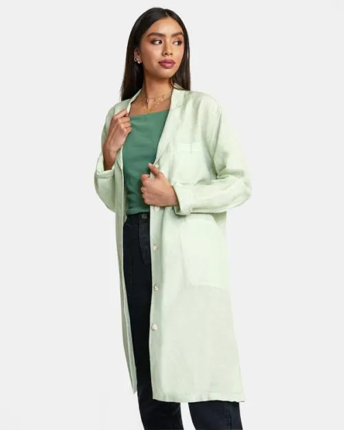 Rvca Balmy Oversized Blazer Light Green Women Tops