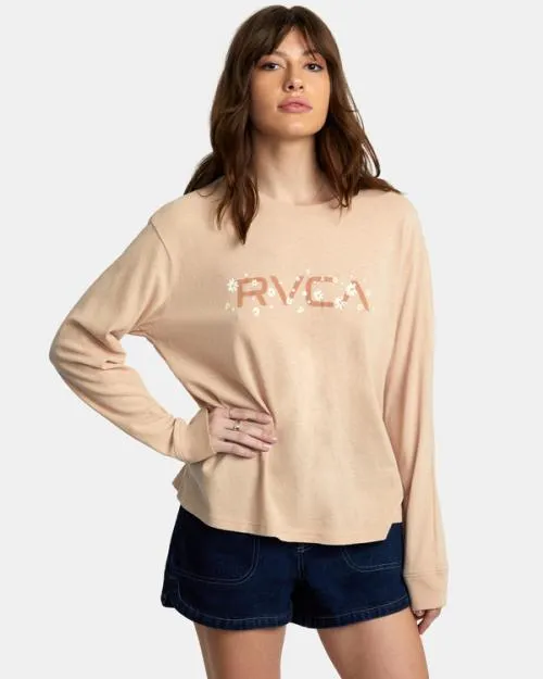 Rvca Big Daisy Long Sleeve TShirt Nude Women Tees and Tanks