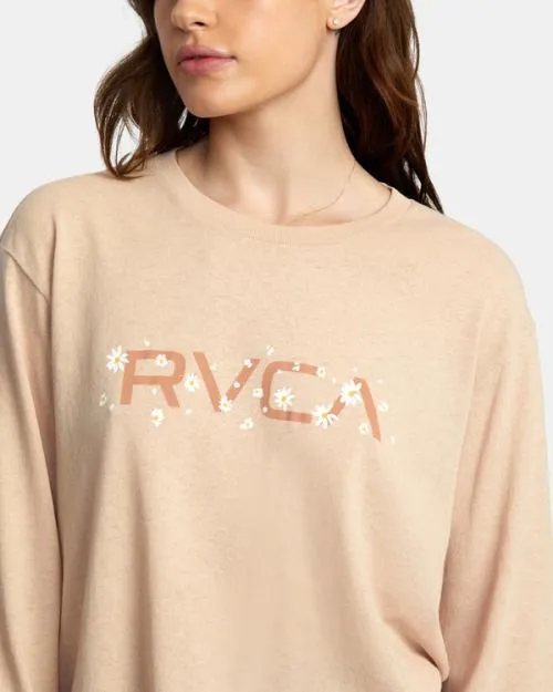 Rvca Big Daisy Long Sleeve TShirt Nude Women Tees and Tanks