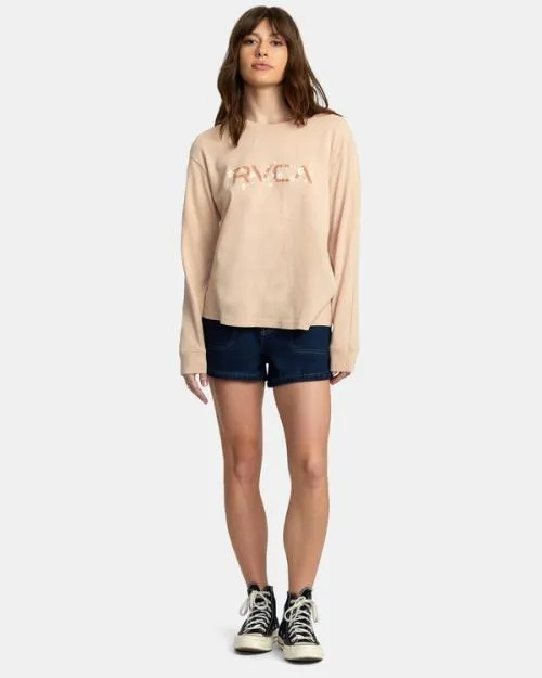 Rvca Big Daisy Long Sleeve TShirt Nude Women Tees and Tanks