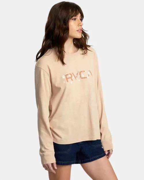 Rvca Big Daisy Long Sleeve TShirt Nude Women Tees and Tanks