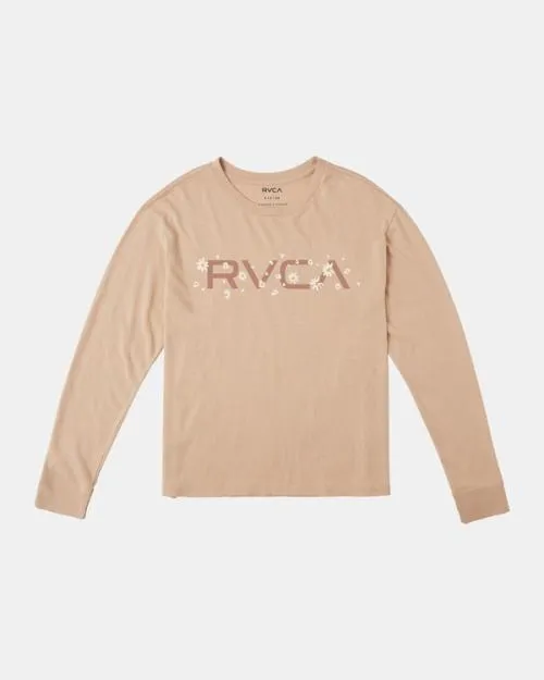 Rvca Big Daisy Long Sleeve TShirt Nude Women Tees and Tanks