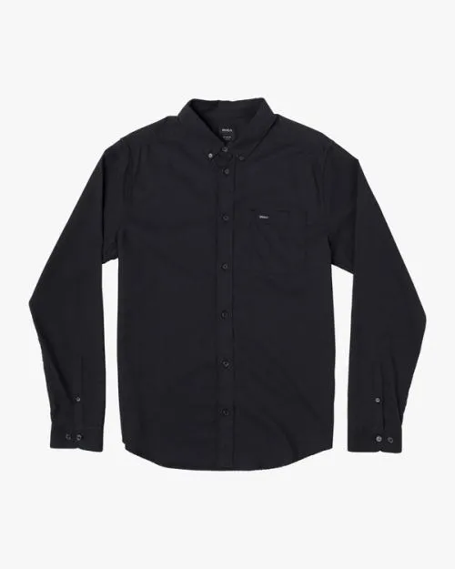 Rvca Boy039s Thatll Do Stretch Long Sleeve Shirt Black Boys Shirts and Flannels