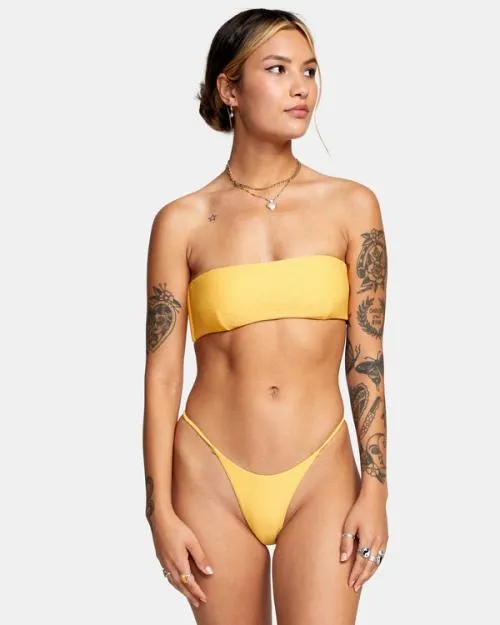 Rvca Brightside Bandeau Bikini Top Marigold Women Bikini Tops