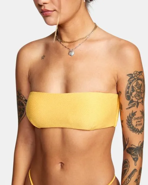 Rvca Brightside Bandeau Bikini Top Marigold Women Bikini Tops