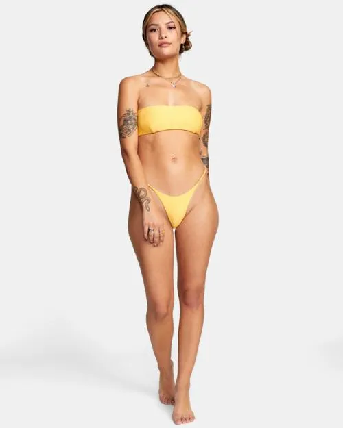 Rvca Brightside Bandeau Bikini Top Marigold Women Bikini Tops
