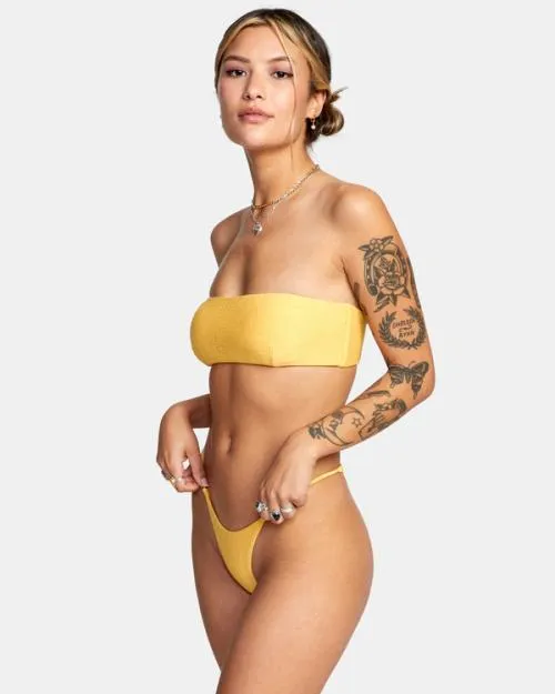 Rvca Brightside Bandeau Bikini Top Marigold Women Bikini Tops