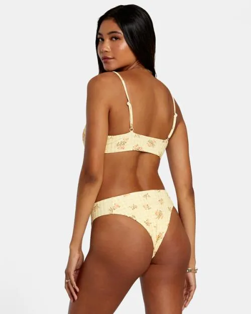 Rvca Cottage Wide Rib Triangle Bikini Top Golden Women Bikini Tops