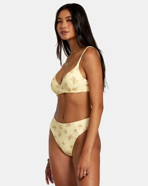 Rvca Cottage Wide Rib Triangle Bikini Top Golden Women Bikini Tops