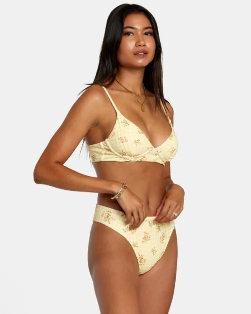 Rvca Cottage Wide Rib Triangle Bikini Top Golden Women Bikini Tops