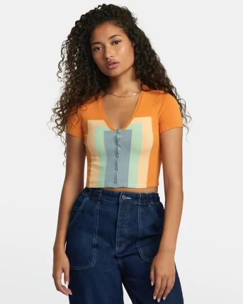 Rvca Decades Sweater Tangerine Women Sweaters