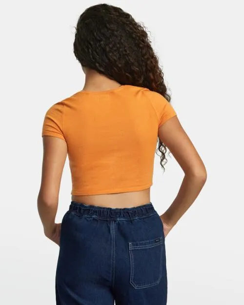 Rvca Decades Sweater Tangerine Women Sweaters