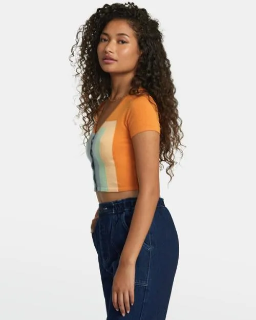 Rvca Decades Sweater Tangerine Women Sweaters