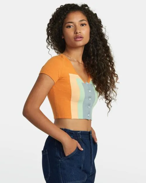Rvca Decades Sweater Tangerine Women Sweaters