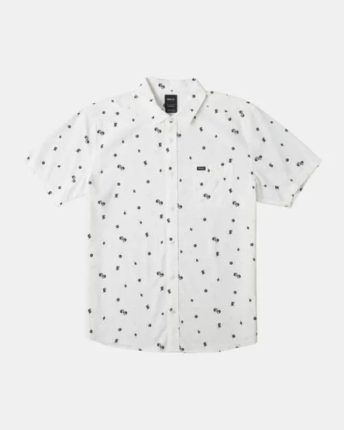 Rvca Degenerate Short Sleeve Shirt Vanilla Men Shirts and Flannels