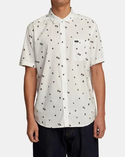 Rvca Degenerate Short Sleeve Shirt Vanilla Men Shirts and Flannels