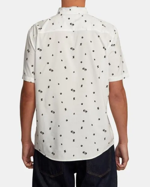 Rvca Degenerate Short Sleeve Shirt Vanilla Men Shirts and Flannels