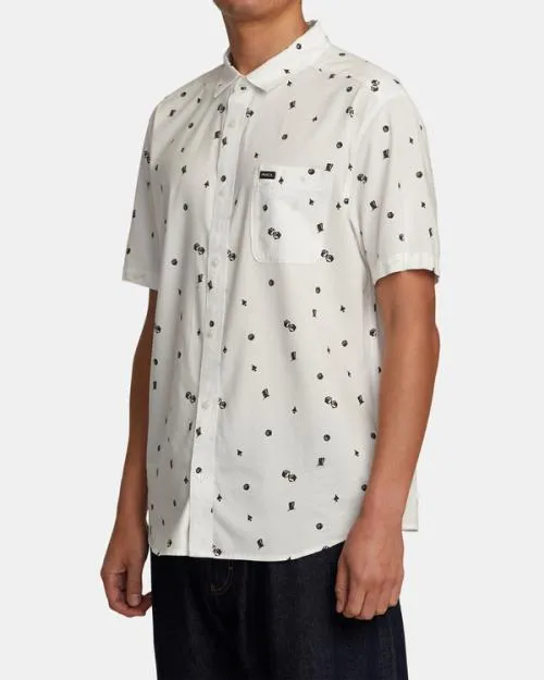 Rvca Degenerate Short Sleeve Shirt Vanilla Men Shirts and Flannels