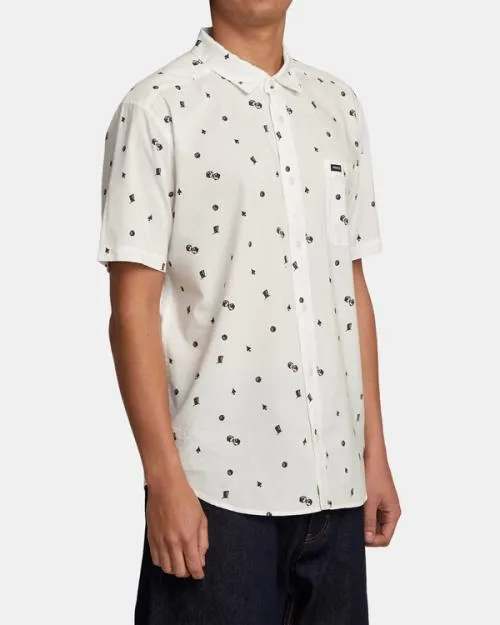Rvca Degenerate Short Sleeve Shirt Vanilla Men Shirts and Flannels
