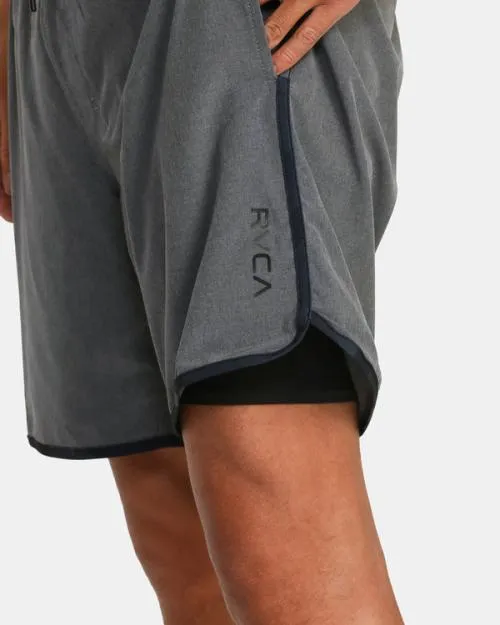 Rvca Eastern Plus Elastic Waist Boardshorts 17034 Heather Grey Men Boardshorts