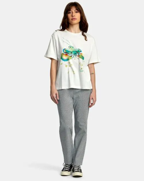 Rvca Fly Guy Anyday TShirt Vintage White Women Tees and Tanks