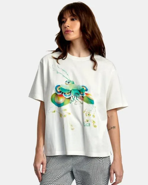 Rvca Fly Guy Anyday TShirt Vintage White Women Tees and Tanks