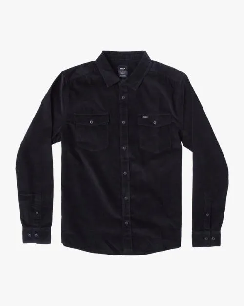 Rvca Freeman Cord Long Sleeve Shirt Black Men Shirts and Flannels