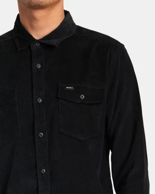 Rvca Freeman Cord Long Sleeve Shirt Black Men Shirts and Flannels
