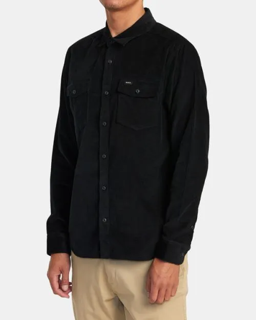 Rvca Freeman Cord Long Sleeve Shirt Black Men Shirts and Flannels