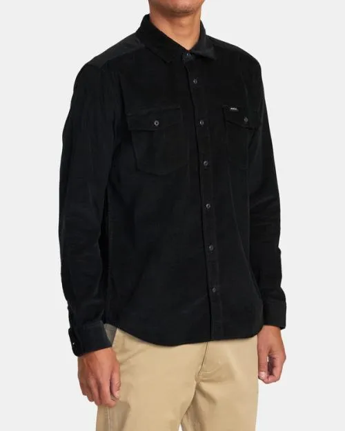 Rvca Freeman Cord Long Sleeve Shirt Black Men Shirts and Flannels