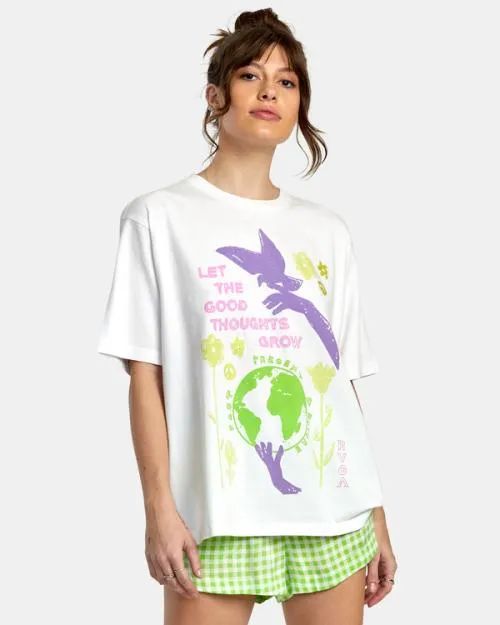 Rvca Good Grow Anyday TShirt White Women Tees and Tanks