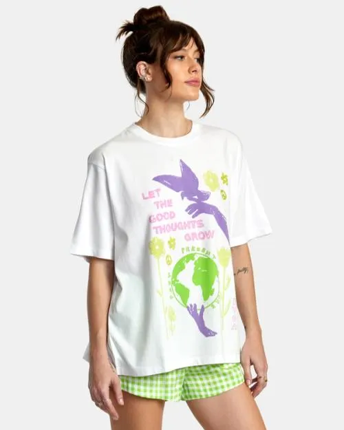Rvca Good Grow Anyday TShirt White Women Tees and Tanks