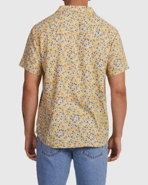 Rvca Ground Cover Short Sleeve Shirt Peach Men Shirts and Flannels