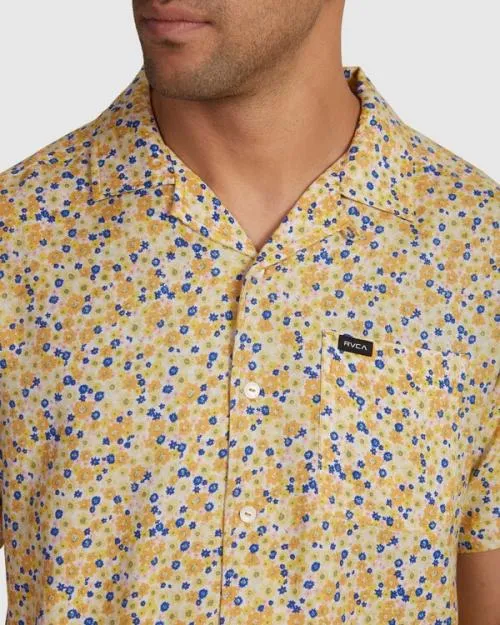 Rvca Ground Cover Short Sleeve Shirt Peach Men Shirts and Flannels