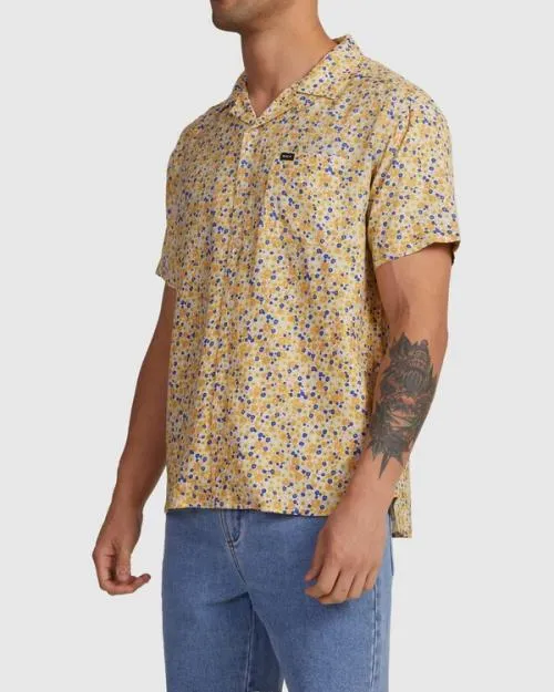 Rvca Ground Cover Short Sleeve Shirt Peach Men Shirts and Flannels