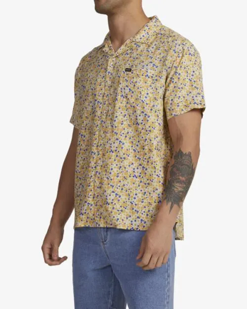Rvca Ground Cover Short Sleeve Shirt Peach Men Shirts and Flannels