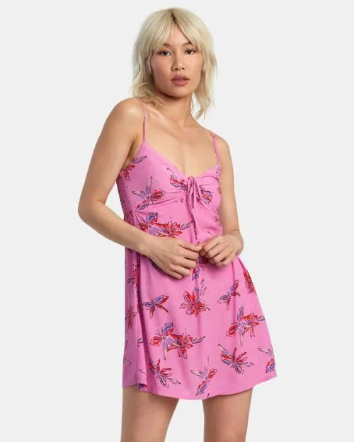 Rvca Hau Tree Sleeveless Dress Cyclamen Women Dresses and Rompers