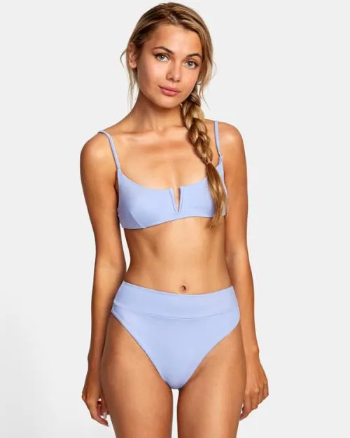 Rvca HighRise Cheeky Bikini Bottoms Grey Purple Women Bikini Bottoms