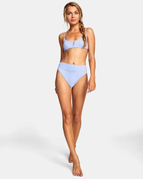 Rvca HighRise Cheeky Bikini Bottoms Grey Purple Women Bikini Bottoms