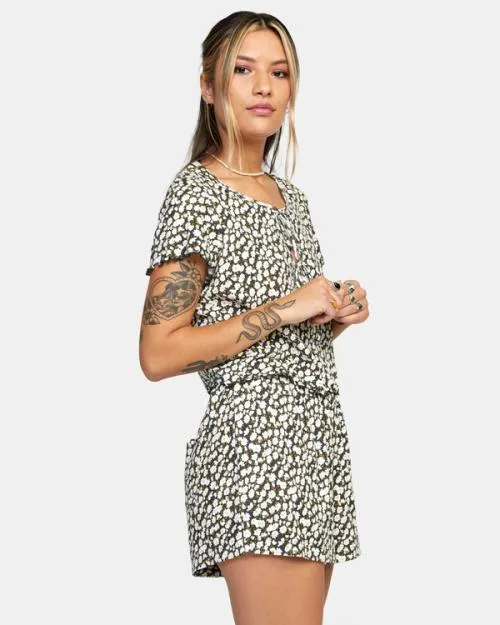 Rvca In Your Dreams Pointelle Knit Top Black Women Tops
