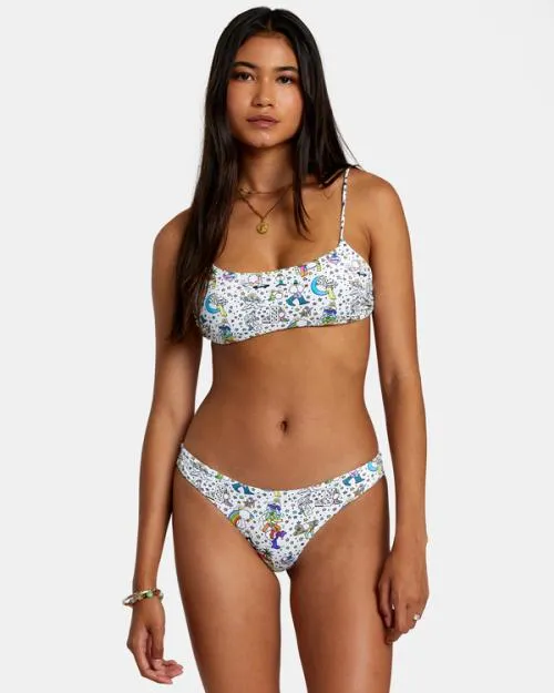 Rvca Jesse Lortz Ravey Wave Eco Bra Bikini Top White Women Bikini Tops