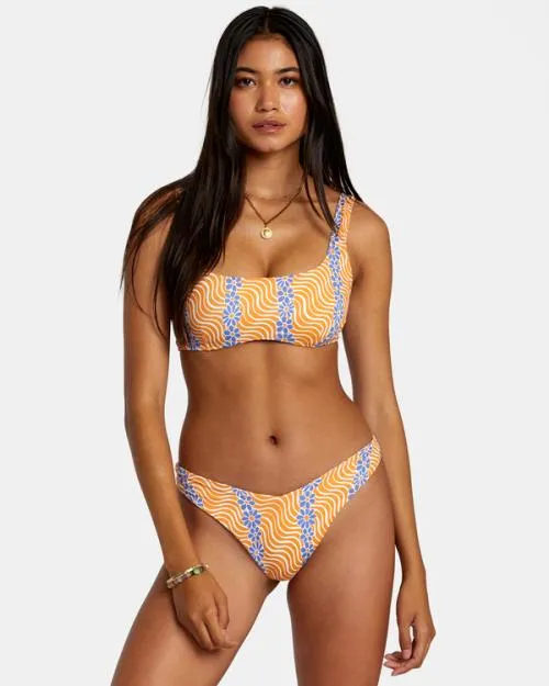 Rvca Micro Magic Reversible Bra Bikini Top Tangerine Women Bikini Tops